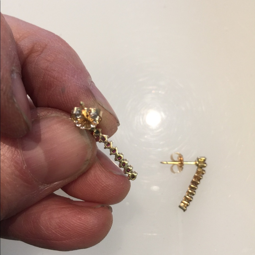 14k Ruby Dangle - Hinge Post Earrings - image 4